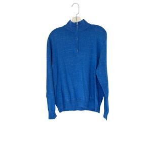 J.Crew Men's Blue Cotton Office Work‎ Raglan Half Zip Pullover Sweater Large